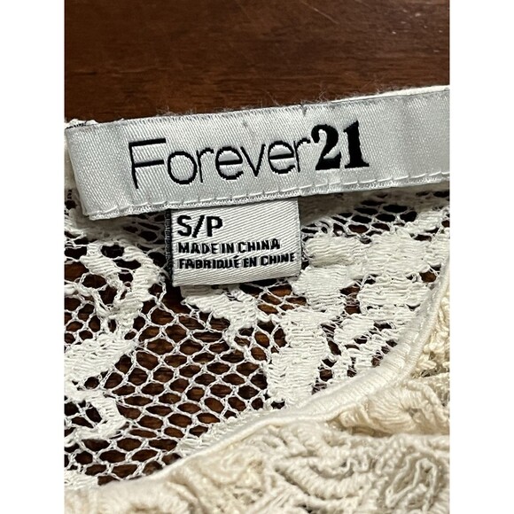 Forever 21 Cream Lace Top Peter Pan Collar S Coquette GUC - Picture 11 of 12